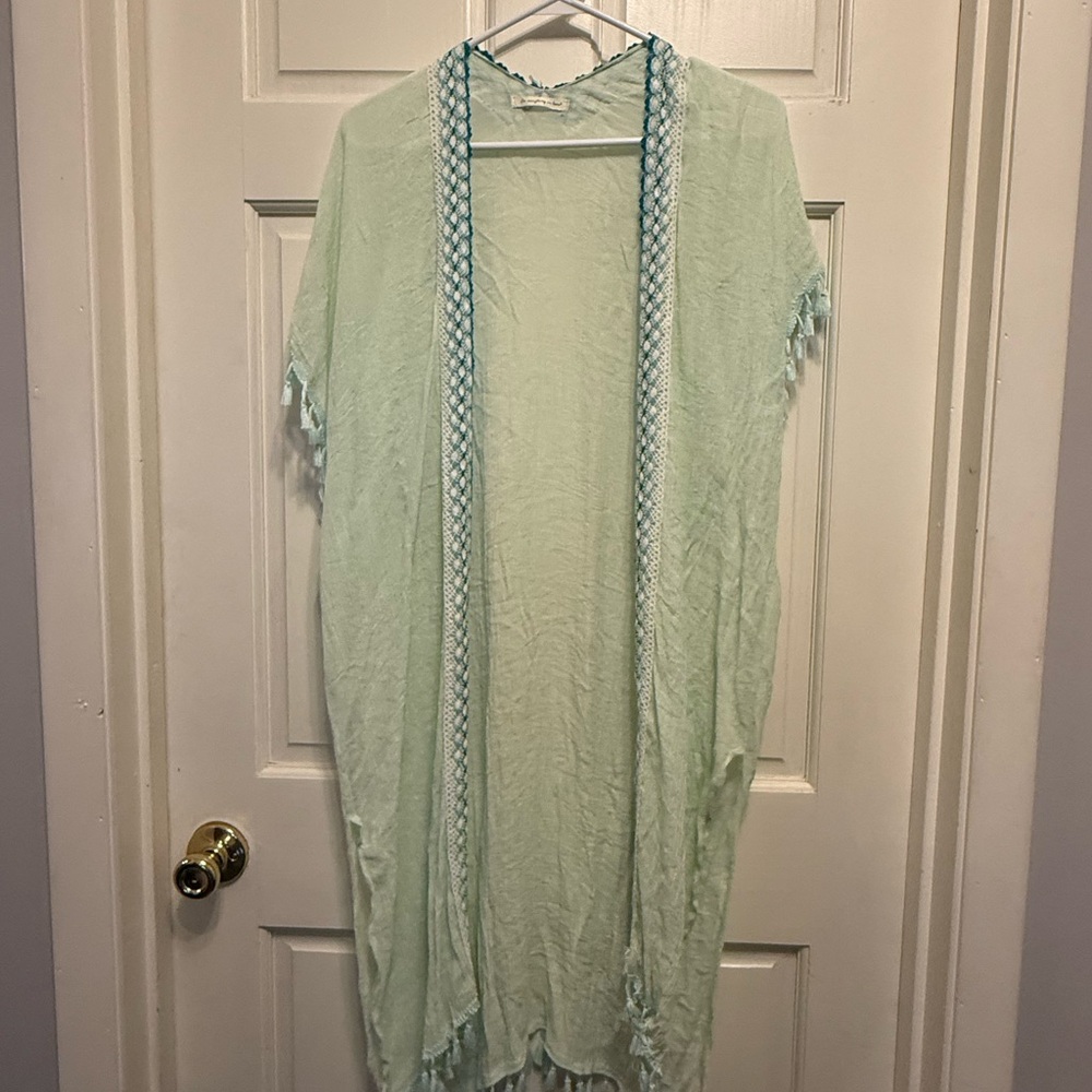 Do Everything in Love Mint Kimono with Fringe